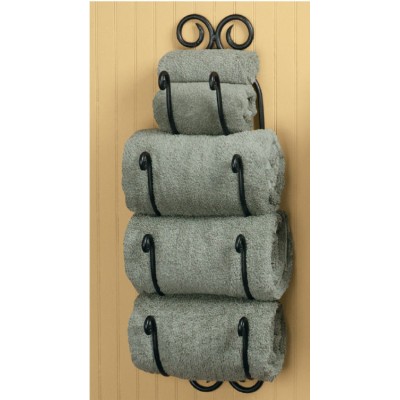 Park Designs Decorative Scroll Bath Towel Holder Black Iron Multi Towel Rack   201272334372